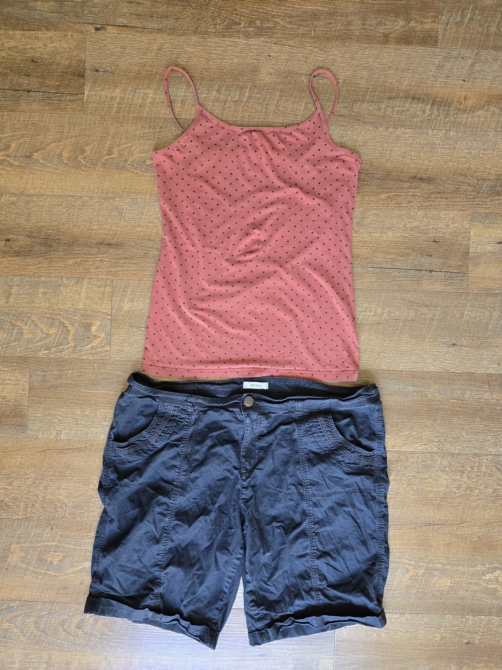 Ricki's Black Bermuda Shorts Size 14 George Coral Polka Dot Cami Size Large Set